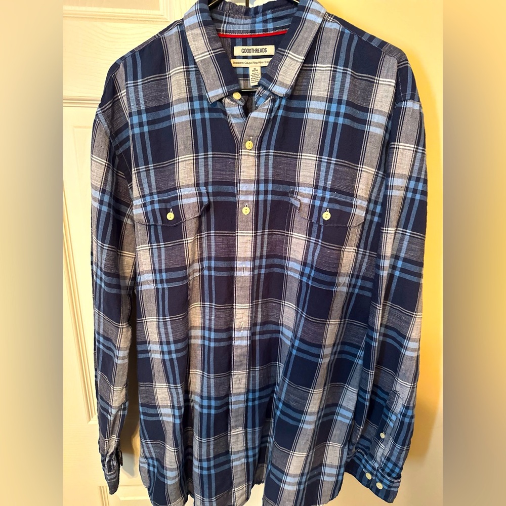 Mens plaid long sleeve dress shirt